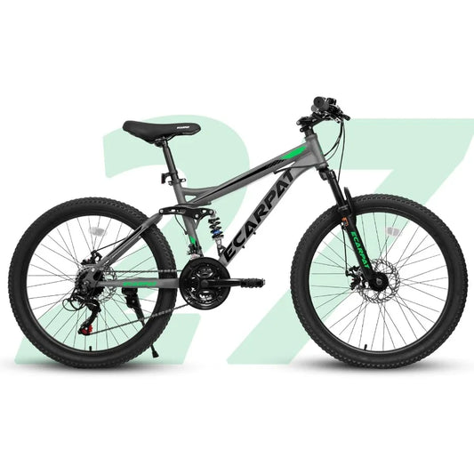 24 26 27.5 Inch Mountain Bike Full Front Suspension 21 Speed Mountain Bicycle with Dual Disc Brakes HighCarbon Steel Frame Trai