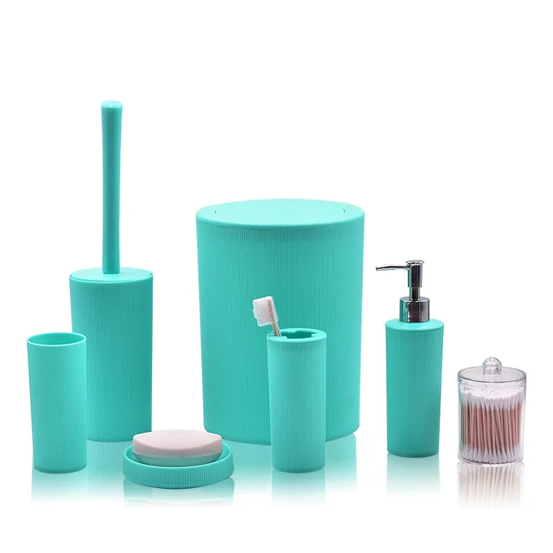 7pcs/set Modern Plastic Bathroom Accessories Set with Soap Dish Toothbrush Holder Dispenser 2026 New