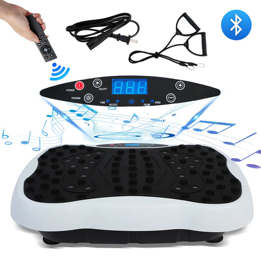 Full-Body Vibration Plate Exercise Machine Fitness Equipment Workout 330lbs Weight Loss with Resistance Bands Remote Control