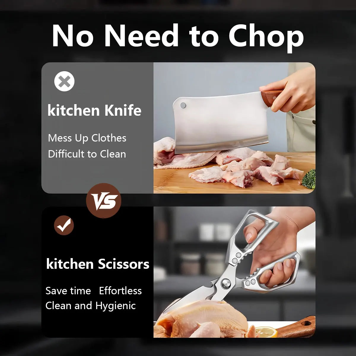 NONED Stainless Steel Kitchen Scissors Multifunctional Food Shears