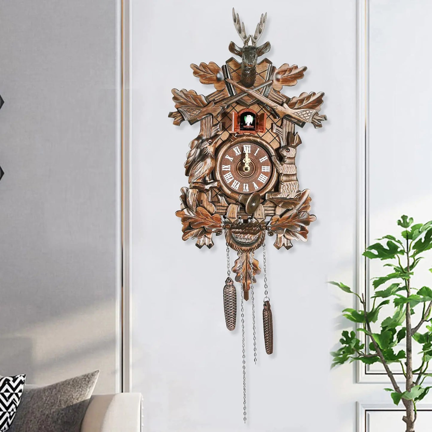 Cuckoo Wall Clock, German Traditional Black Forest Cuckoo Clock Style Cuckoo Clock for Living Room, Bedroom, Study, Office, Gift