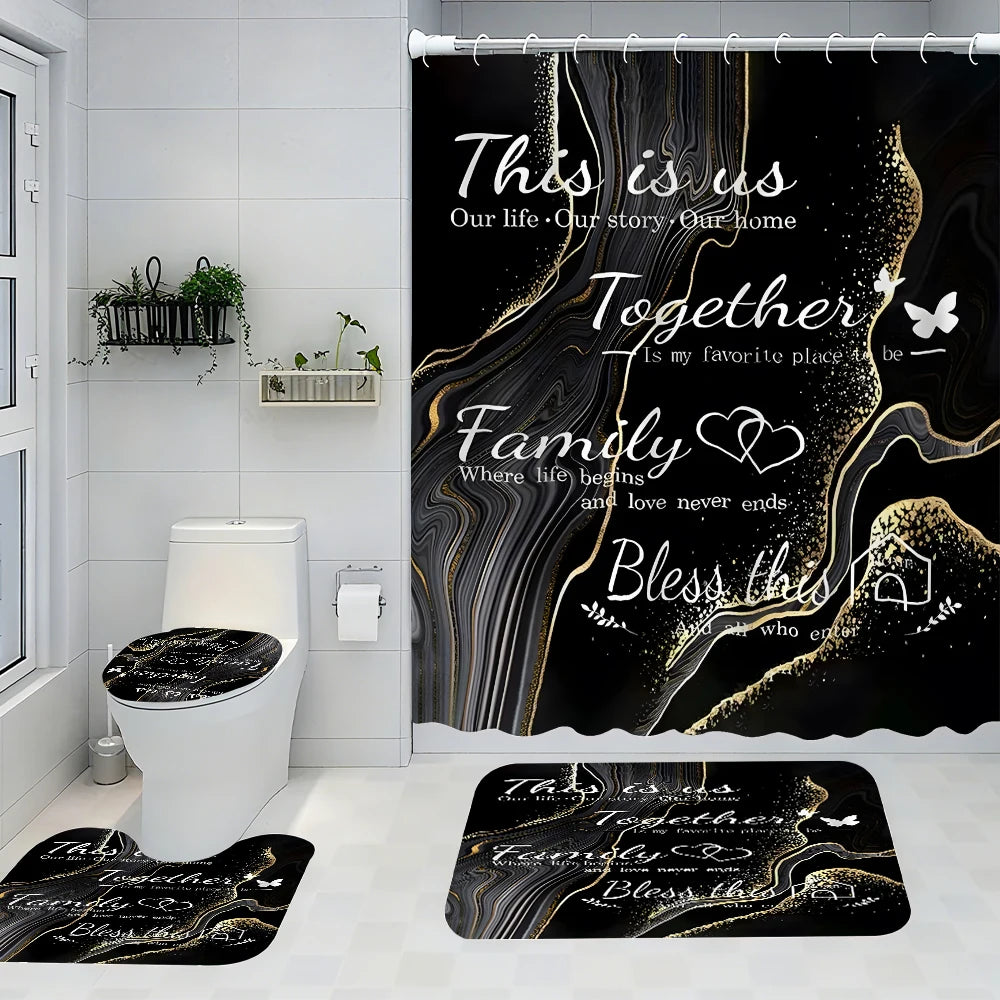 Art Exhibition Bathroom Four-piece Set - Avant-garde Waterproof Shower curtain, creating a complete bathroom kit