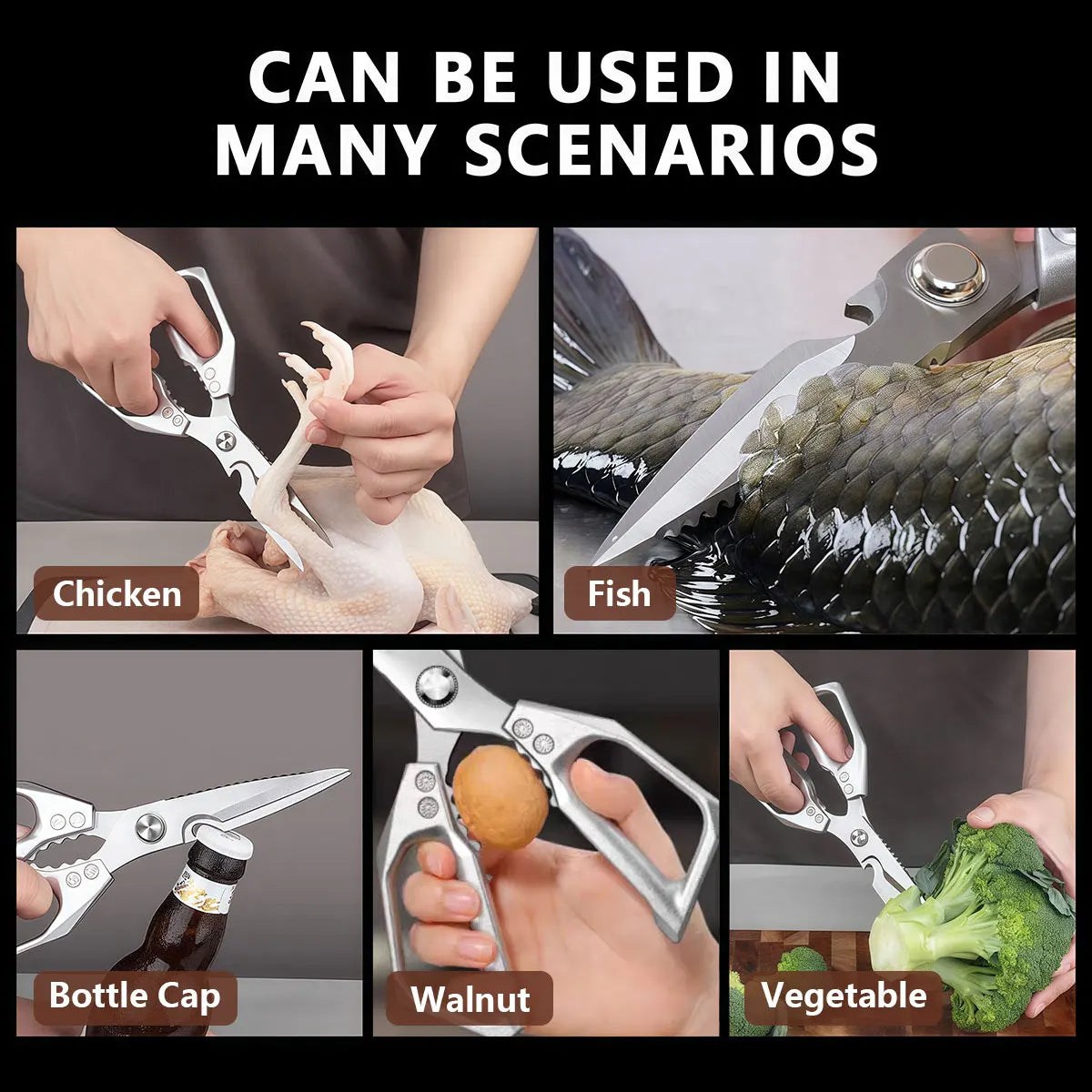 NONED Stainless Steel Kitchen Scissors Multifunctional Food Shears