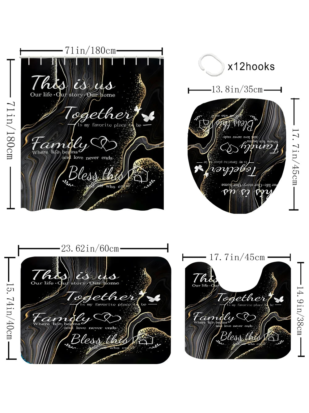 Art Exhibition Bathroom Four-piece Set - Avant-garde Waterproof Shower curtain, creating a complete bathroom kit