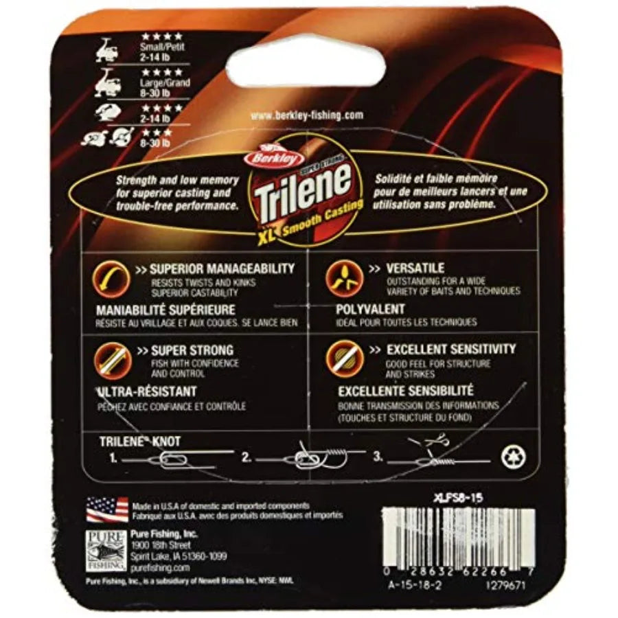 Berkley Trilene XL Clear 10lb 4.5kg 1000yd 914m Monofilament Fishing Line Ideal for Freshwater Fishing Applications with High V
