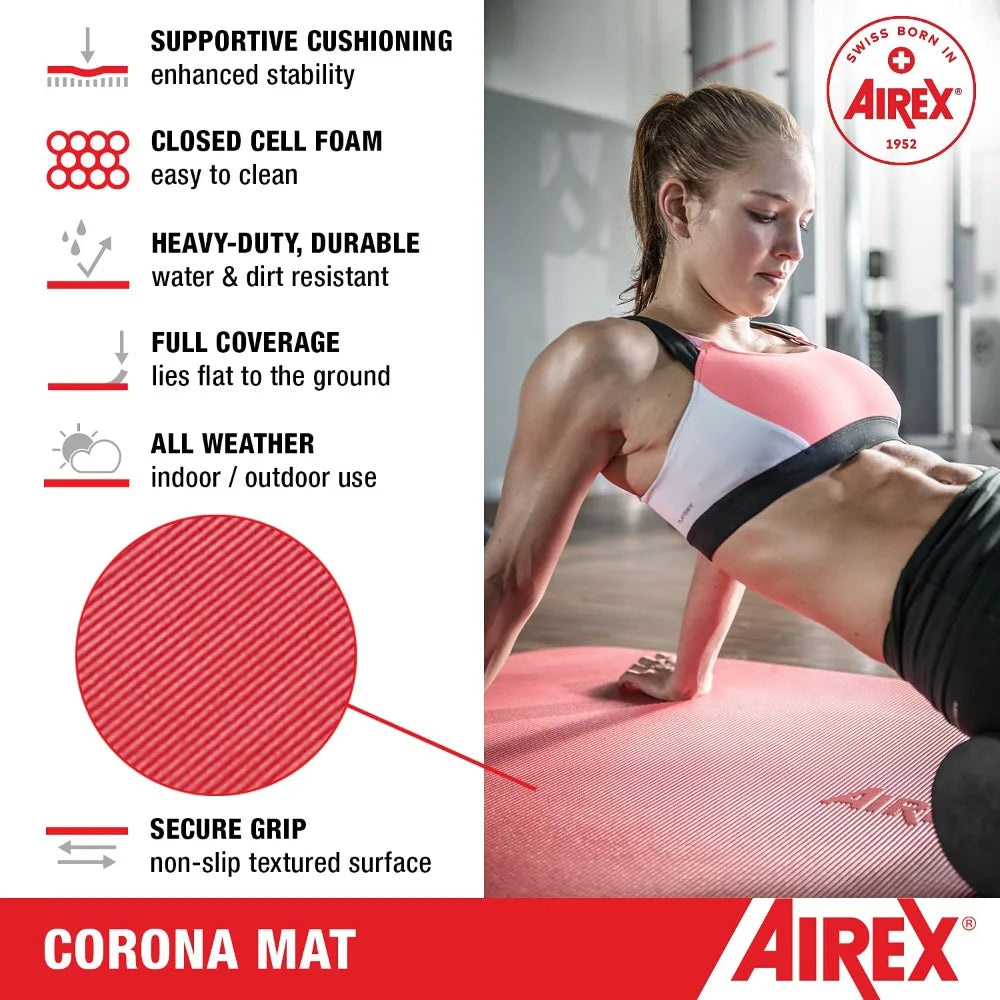AIREX Corona 200 Premium Exercise Mat for Yoga, Physical Therapy, Rehabilitation, Balance & Stability Exercises, Pilates, Aerobi