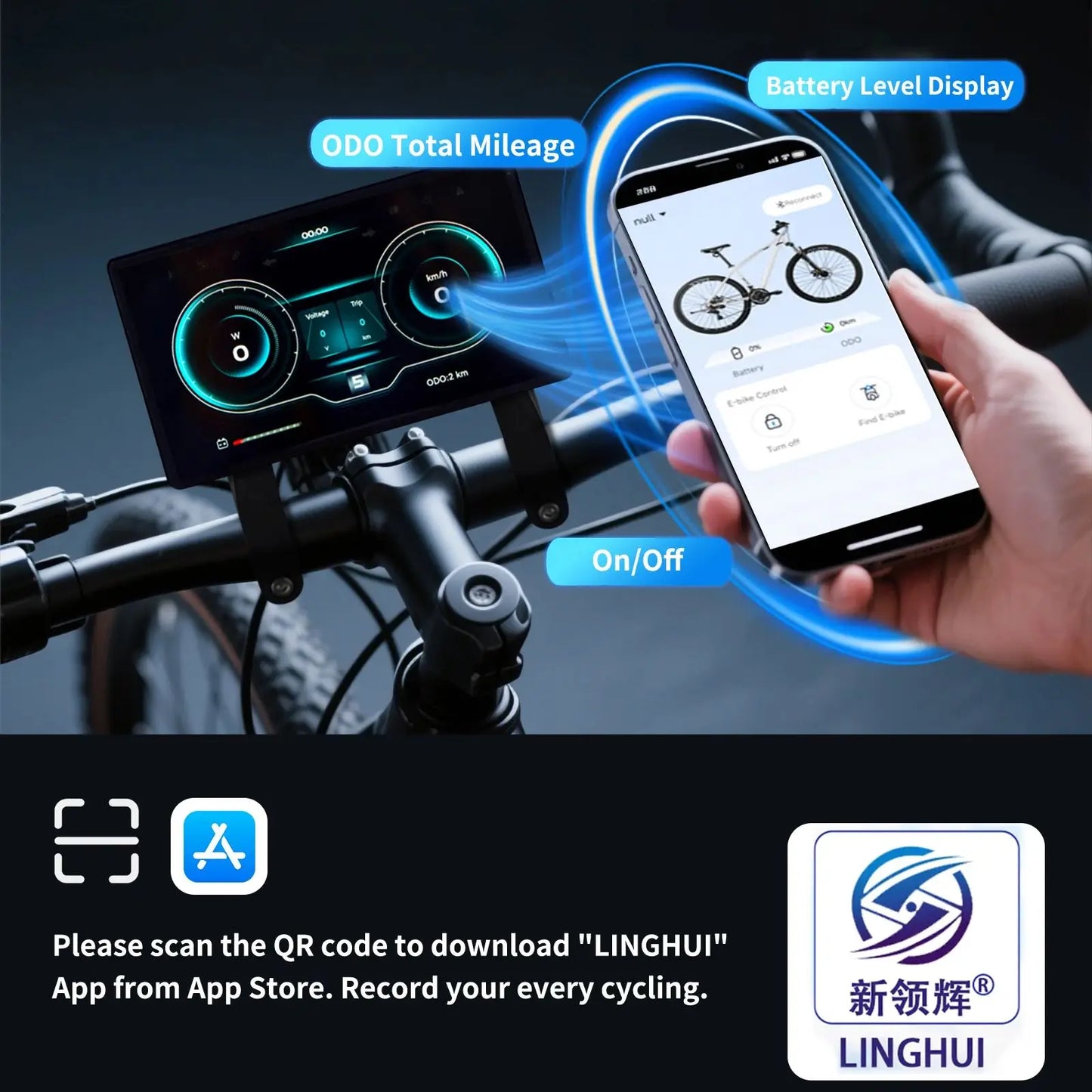 [Haytrix-US] Fatbike V20 Screen EBike LCD Display Bicycle Speedometer Cycling Computer for Bikes Accessories