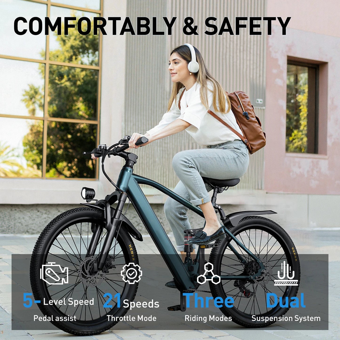 26" 24" Electric Motorcycles E Bike For Adults, 650W Peak Motor Ebike 25Mph 35Miles 10.4AH 13.5AH Electric Mountain Bicycle