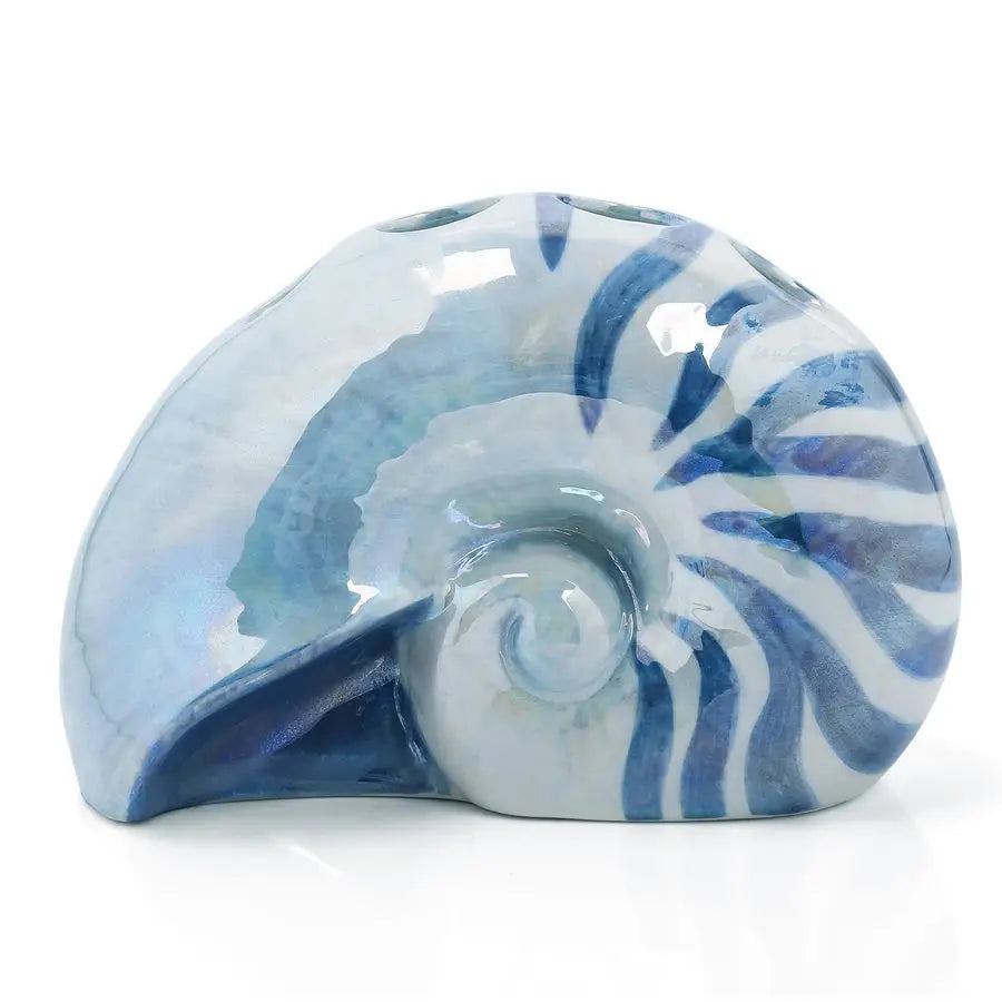 Ocean Conch Sea Shell Ceramic Bathroom Accessories Set of 4,1 Gargle Cups 1 Toothbrush Holders 1 Soap Dishes 1 Soap Dispenser Bl