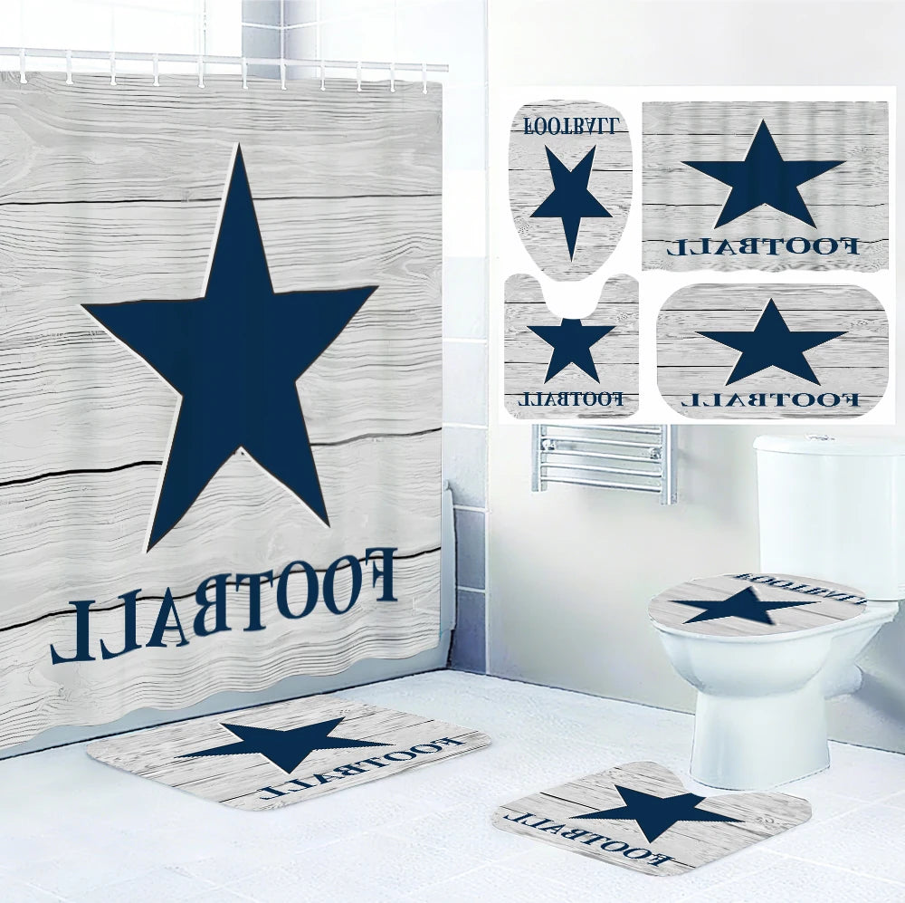 Dallas Cowboys Bathroom Four-piece Set - Avant-garde Waterproof Shower Curtain, creating a complete bathroom kit
