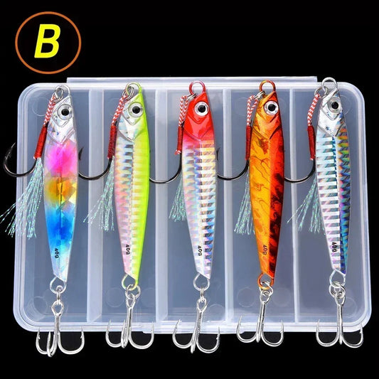 5pcs Metal Jig Fishing Lure Weights 10g-40g Trolling Hard Bait Bass Fishing Bait Tackle Trout Jigging Lure Jigs Saltwater Lures