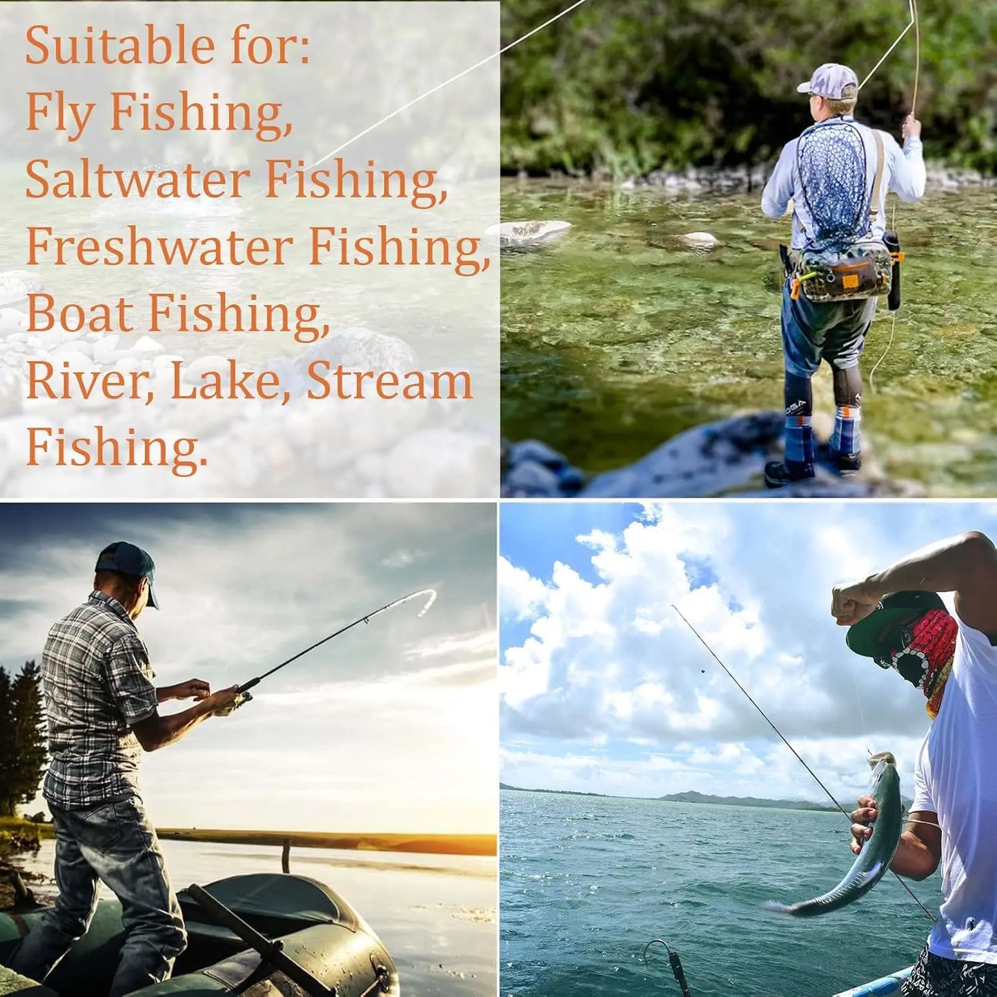 Fishing Net for Trout, Fly Fishing Net with Soft Rubber Mesh, Wooden Handle for Freshwater  Saltwater Fishing, Catch and Release